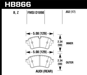 Audi A4 Brake Pads - Rear - Hawk Performance - Performance Ceramic - `17-`19